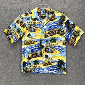 Liquid Hawaiian Shirt Junior Medium 10 12‎ Blue Yellow Cruise Surfboard beach